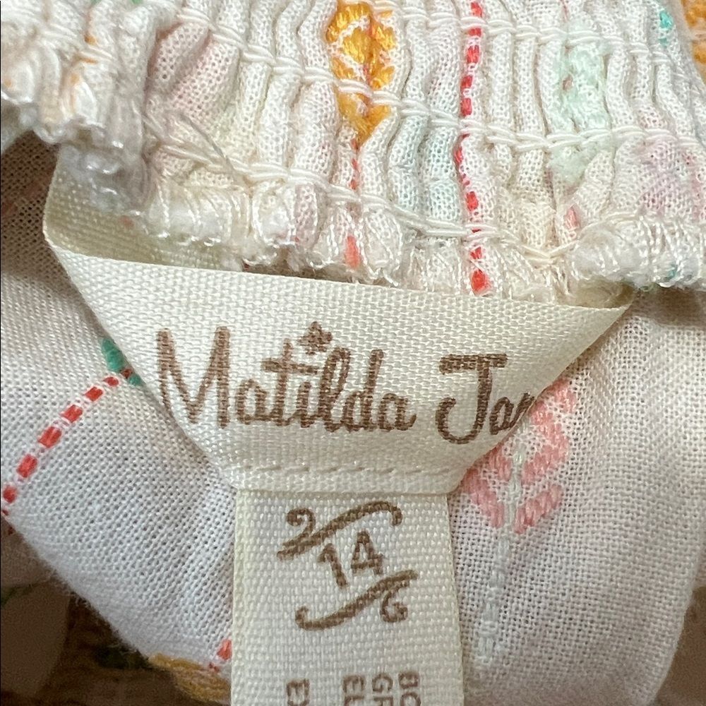 Matilda Jane cream smocked bodice embroidered top with lace trim size 14 - Picture 12 of 13